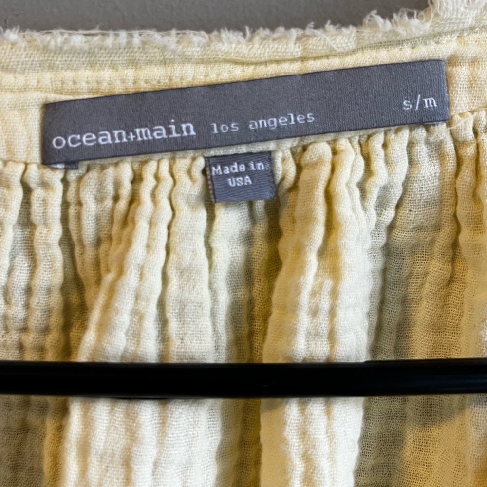 Ocean + Main Yellow Gauze Midi Dress with Pockets S/M - Picture 7 of 11